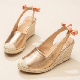 Naisten Umpikärkiset Rusettikoriste Elastinen Slip On Espadrille Wedges Sandaalit