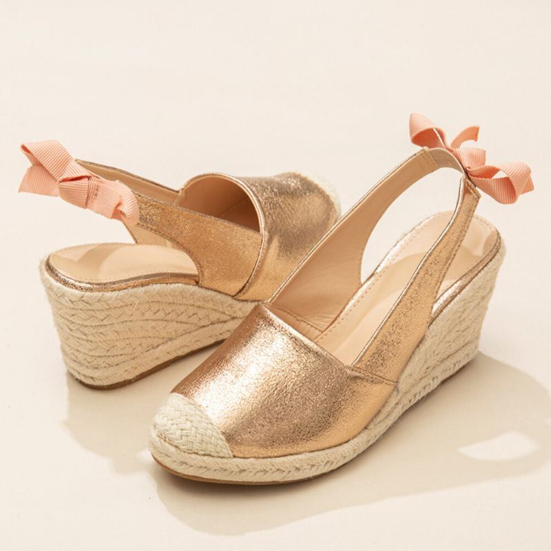 Naisten Umpikärkiset Rusettikoriste Elastinen Slip On Espadrille Wedges Sandaalit