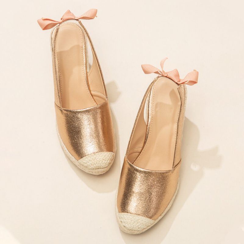 Naisten Umpikärkiset Rusettikoriste Elastinen Slip On Espadrille Wedges Sandaalit