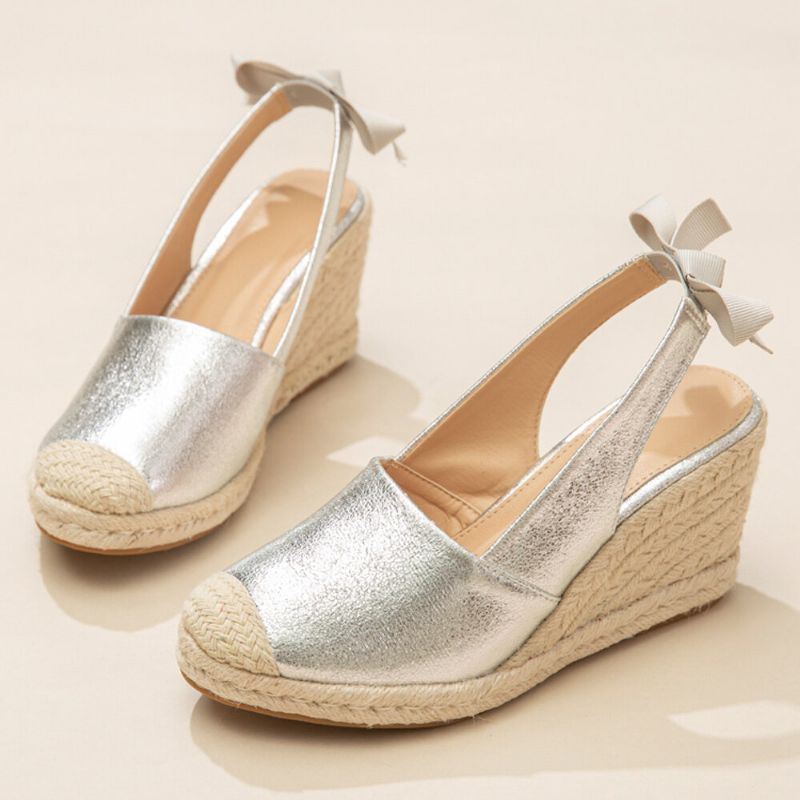Naisten Umpikärkiset Rusettikoriste Elastinen Slip On Espadrille Wedges Sandaalit