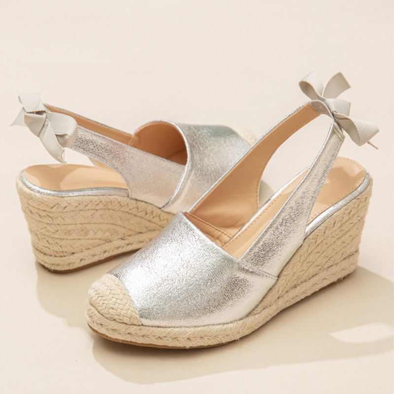 Naisten Umpikärkiset Rusettikoriste Elastinen Slip On Espadrille Wedges Sandaalit