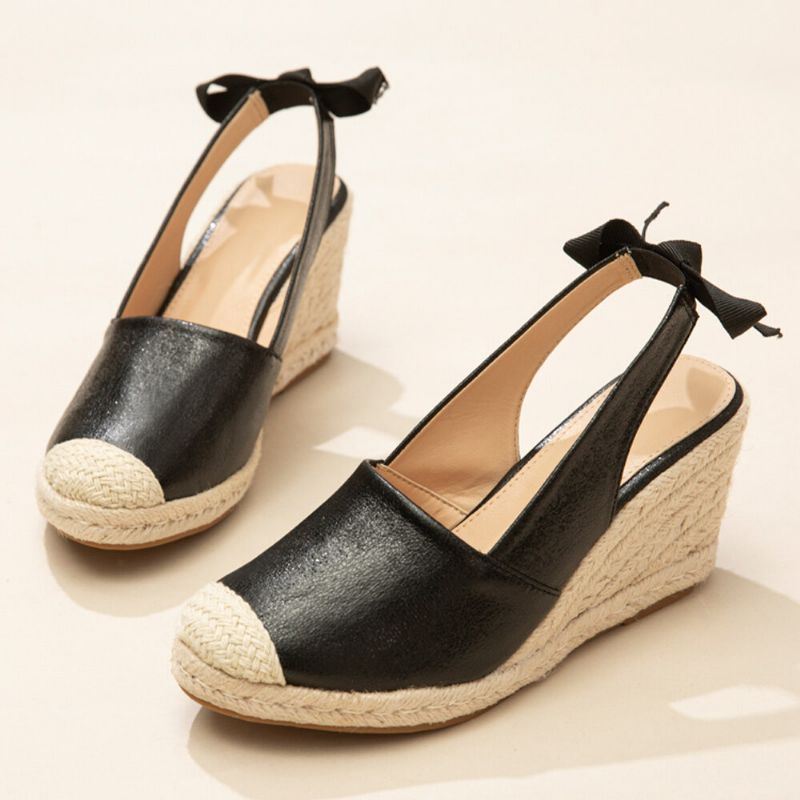 Naisten Umpikärkiset Rusettikoriste Elastinen Slip On Espadrille Wedges Sandaalit