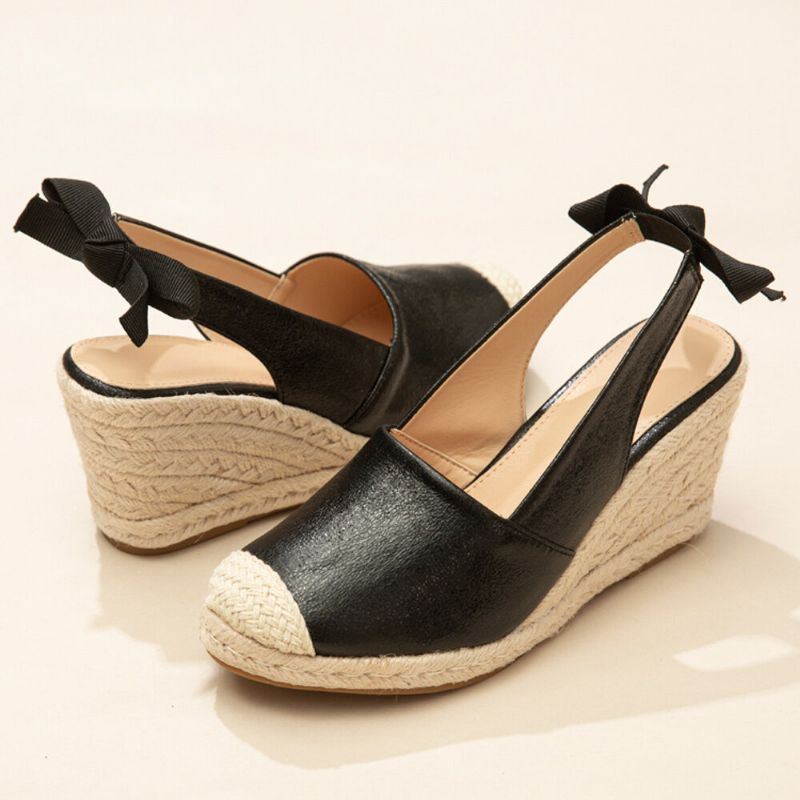 Naisten Umpikärkiset Rusettikoriste Elastinen Slip On Espadrille Wedges Sandaalit