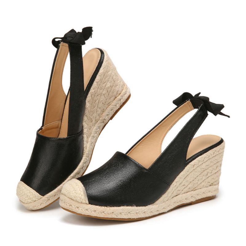 Naisten Umpikärkiset Rusettikoriste Elastinen Slip On Espadrille Wedges Sandaalit