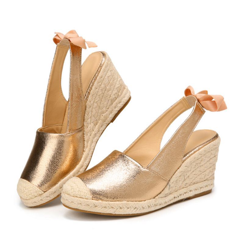 Naisten Umpikärkiset Rusettikoriste Elastinen Slip On Espadrille Wedges Sandaalit