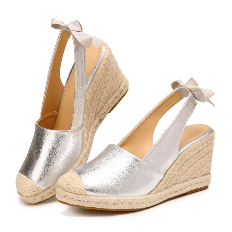 Naisten Umpikärkiset Rusettikoriste Elastinen Slip On Espadrille Wedges Sandaalit