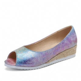 Naisten Värikkäät Espadrille Mukavat Wedge Peep Toe Alustat