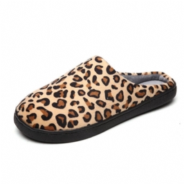 Miesten Leopardi Puuvilla Lämmin Liukumaton Pohja Slip-on Kotitossut