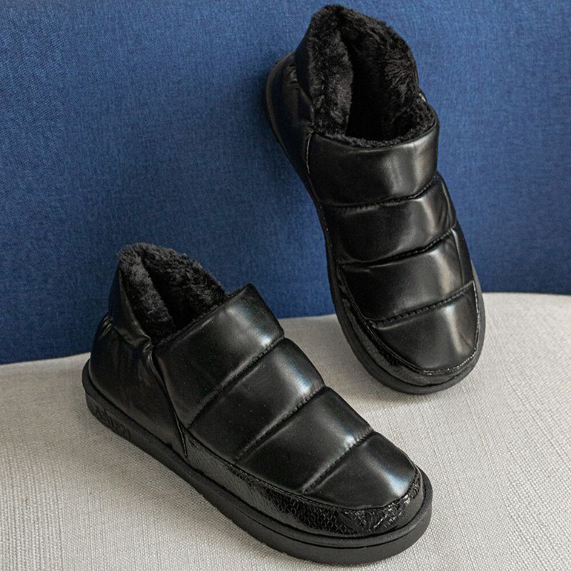 Miesten Pu Nahka Korennetut Pohjalliset Liukumaton Kulutusta Kestävä Paksu Pehmo Lämmin Koti Rennot Puuvillatossut