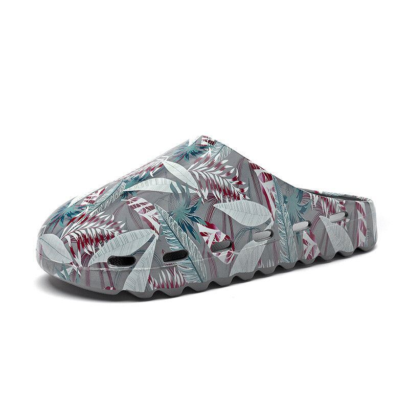 Miesten Pvc Kookospuukuvioinen Pehmeä Paksu Pohja Liukumaton Mukavat Hengittävät Kesällä Casual Slide Tossut