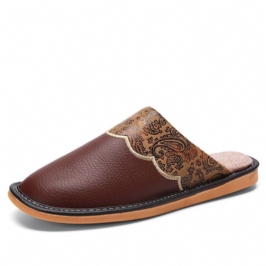 Miesten Talvi Pu Nahka Pyöreä Varvas Lämmin Helppo Slip-on Koti Puuvillatossut