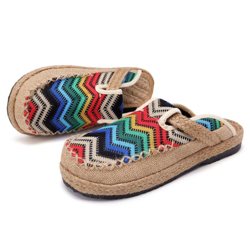 Naisten Sateenkaari-espadrillit Pellavaiset Selkänojat