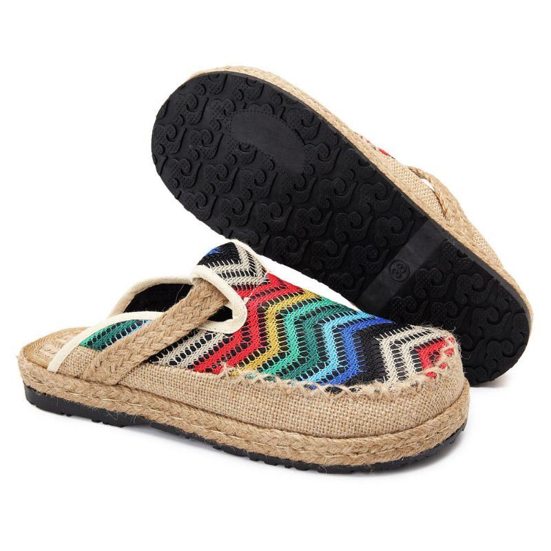 Naisten Sateenkaari-espadrillit Pellavaiset Selkänojat