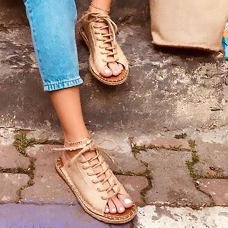 Suurikokoiset Naisten Rennot Peep Toe Olkaimet Espadrillit Litteät Sandaalit