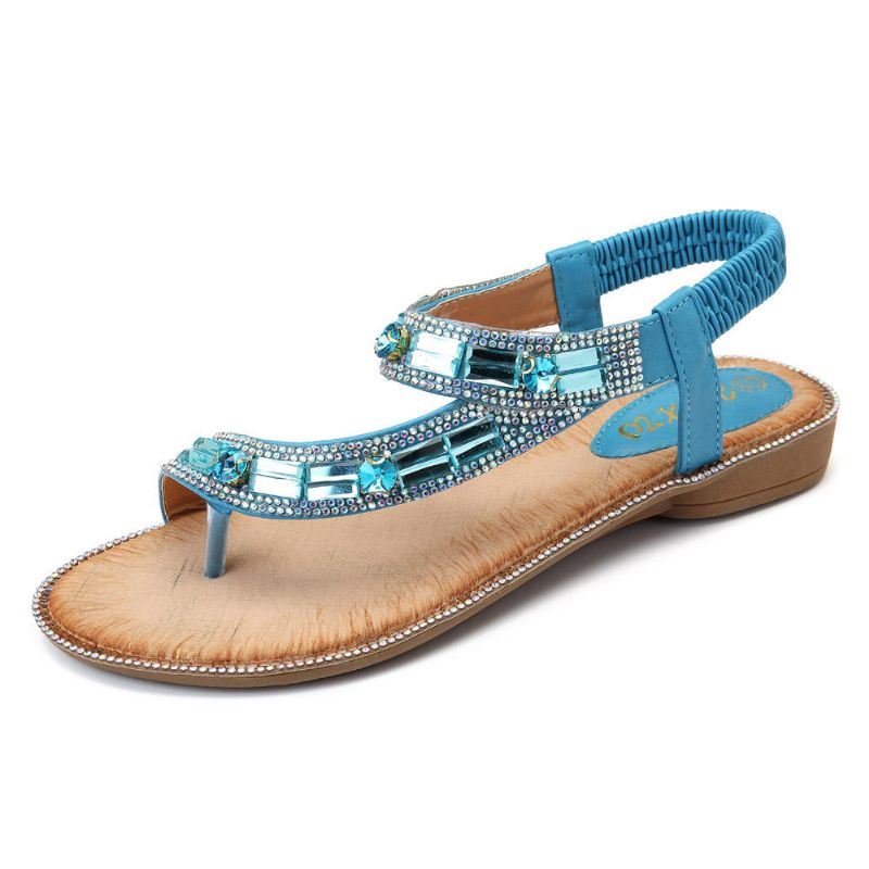 Bohemian Naisten Tekojalokivi Litteät Sandaalit Flip Flop -kengät