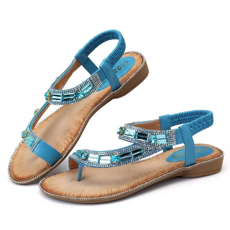 Bohemian Naisten Tekojalokivi Litteät Sandaalit Flip Flop -kengät
