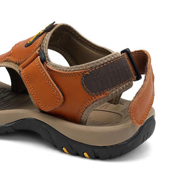 Miesten Anti Collision Toe Mukavat Rento Nahkasandaalit