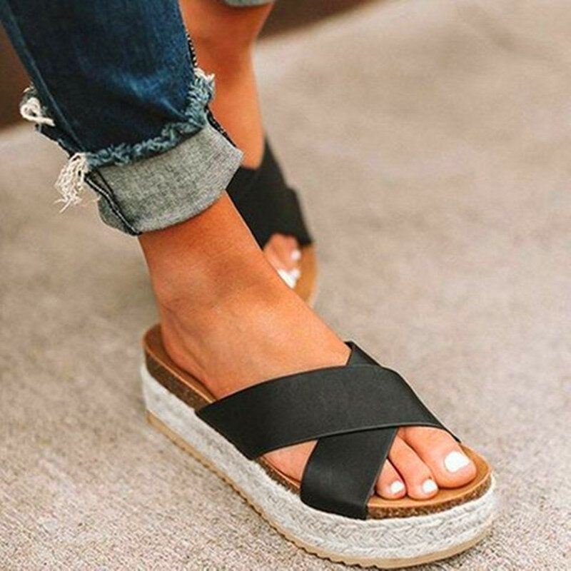 Naisten Avovarpaat Espadrilles Cross Belt -kesäsandaalit
