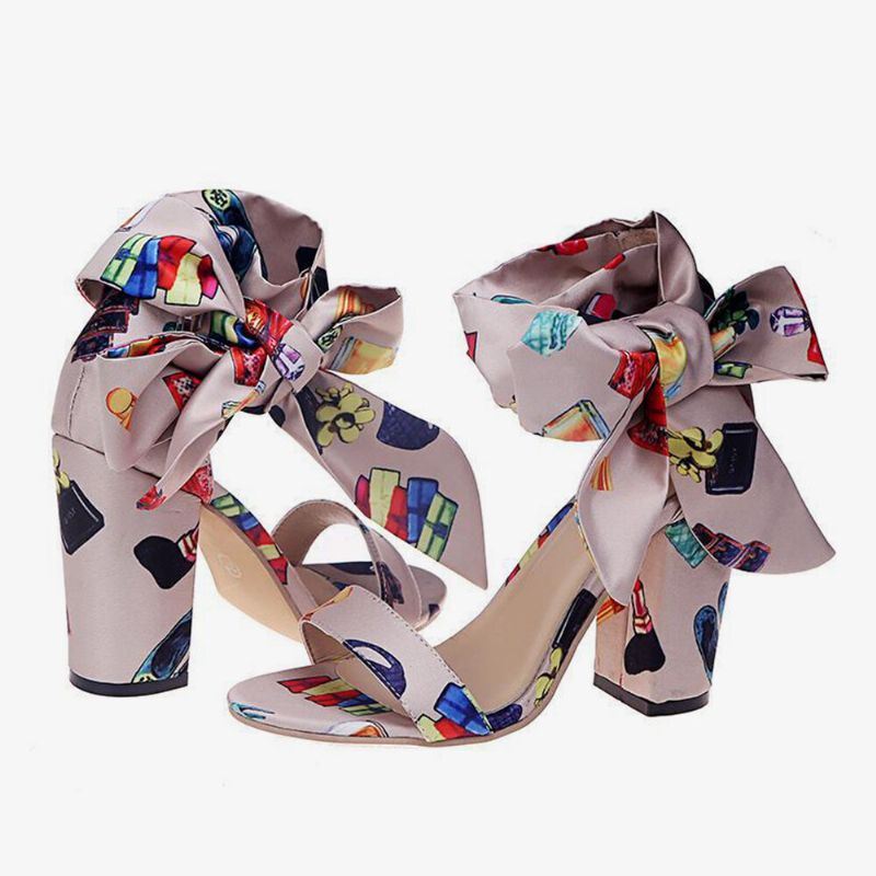 Naisten Avovarvasnauhaiset Chunky Heels -kengät