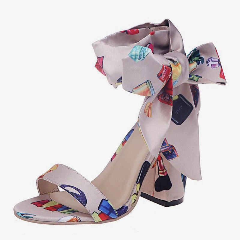 Naisten Avovarvasnauhaiset Chunky Heels -kengät