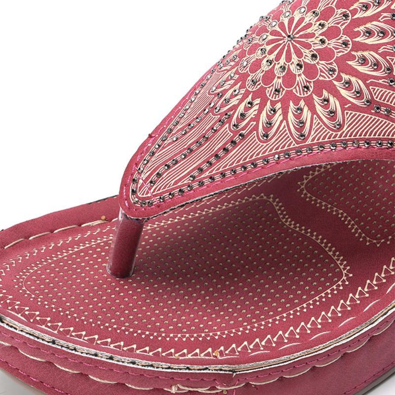Naisten Boheemi Tekojalokivi Kevyt Clip Toe Summer Beach Wedge Platform Sandaalit