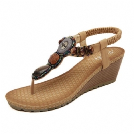 Naisten Bohemia Bead Wedge -rantasandaalit Varvassandaalit Joustavat Peep Toe Wedges