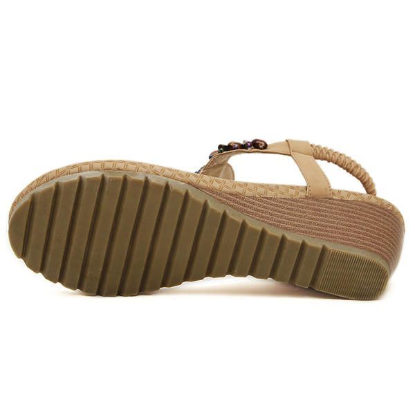 Naisten Bohemia Bead Wedge -rantasandaalit Varvassandaalit Joustavat Peep Toe Wedges