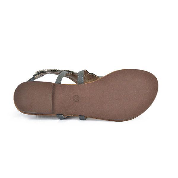 Naisten Bohemia-helmikoristeiset Retrovintage-rantasandaalit Peep Toe Slip On Litteät Sandaalit