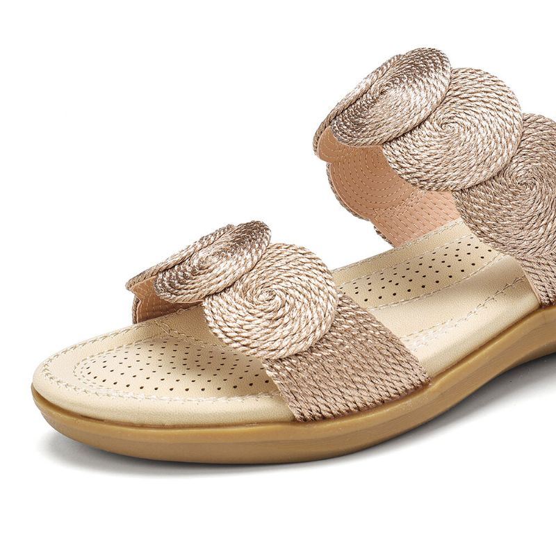 Naisten Bohemian Double Band Woven Rantasandaalit