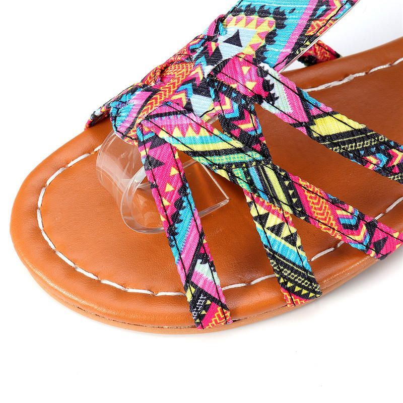 Naisten Bohemian Folkways Open Toe Solki Summer Beach Rennot Tasaiset Sandaalit