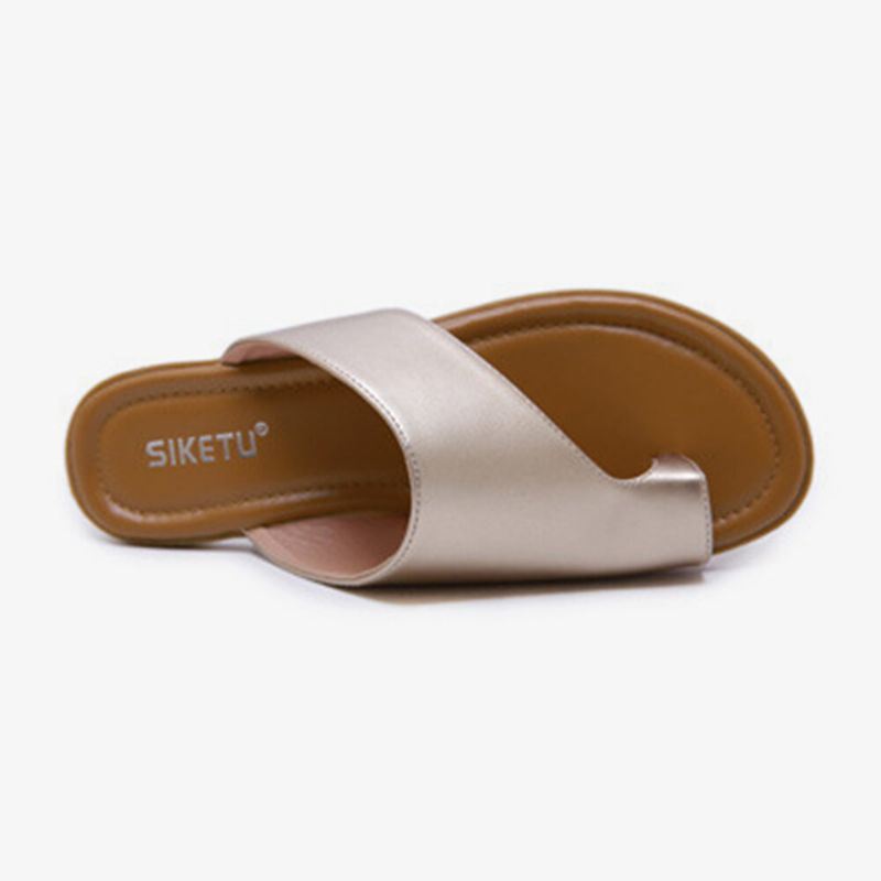Naisten Clip Toe Pure Color -tasaiset Kesäsandaalit
