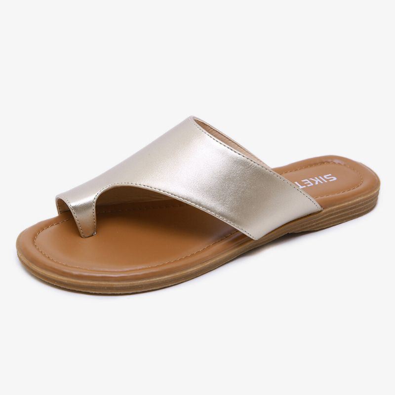 Naisten Clip Toe Pure Color -tasaiset Kesäsandaalit