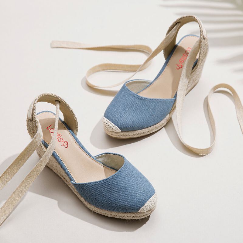Naisten Espadrilles Strappy Rennot Summer Wedge Sandaalit