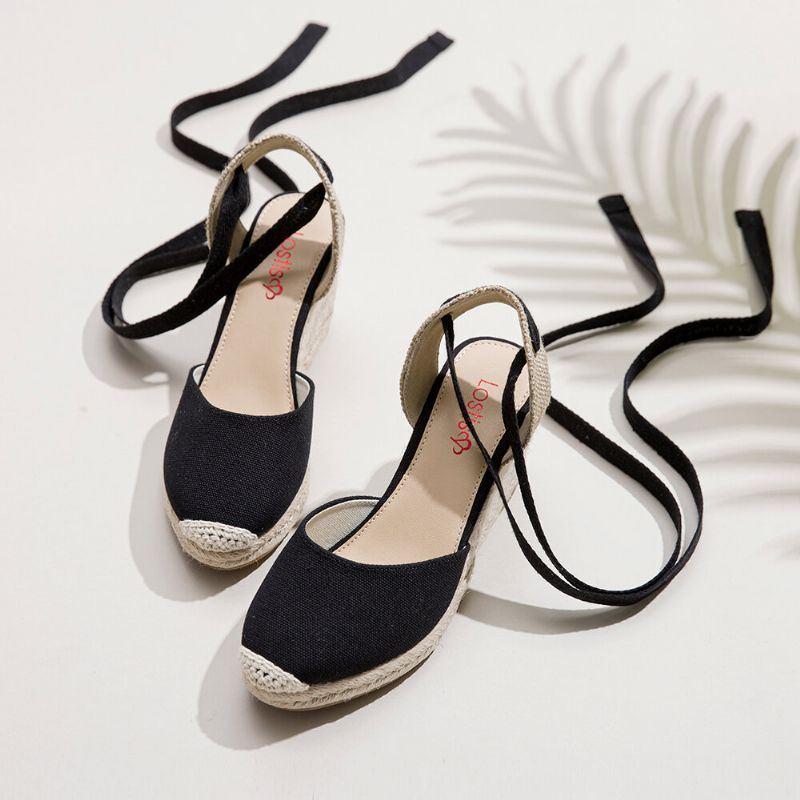 Naisten Espadrilles Strappy Rennot Summer Wedge Sandaalit