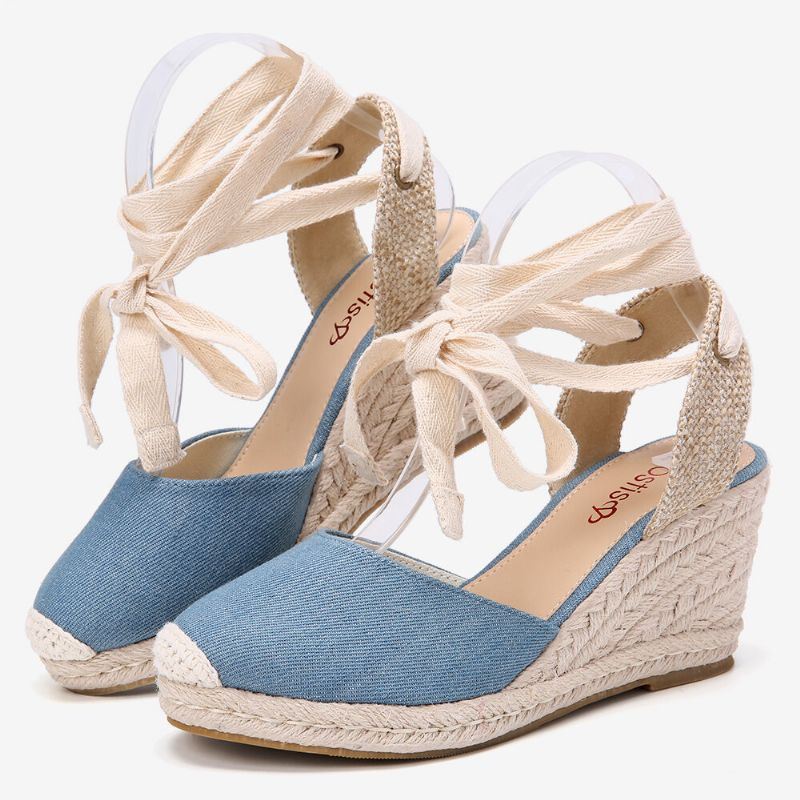 Naisten Espadrilles Strappy Rennot Summer Wedge Sandaalit