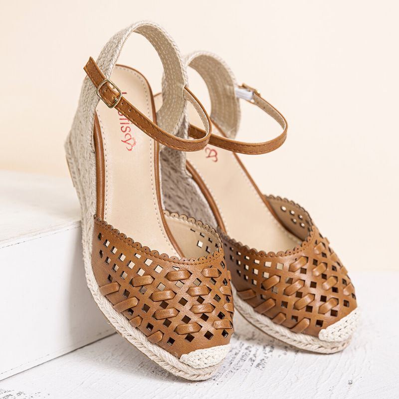 Naisten Hollow Out Espadrilles Wedge Sandaalit