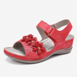 Naisten Hook Loop Flower Decro Open Toe Mukavat Wedge Sandaalit