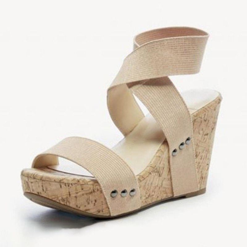 Naisten Isokokoiset Peep Toe -joustosandaalit