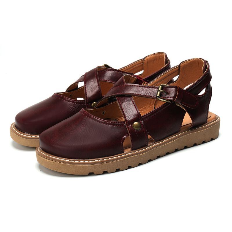 Naisten Leveät Comgy Cross Bluckle Strap -sandaalit