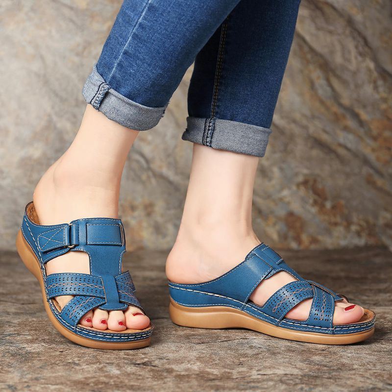 Naisten Mukavat Hollow Out Hook Loop Wedges -sandaalit