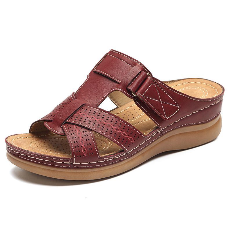 Naisten Mukavat Hollow Out Hook Loop Wedges -sandaalit