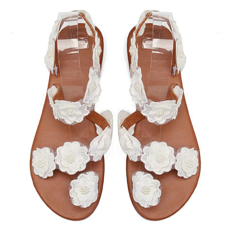 Naisten Plus-kokoiset Kukkakoristeet Slip On Clip Toe Summer Beach Sandaalit