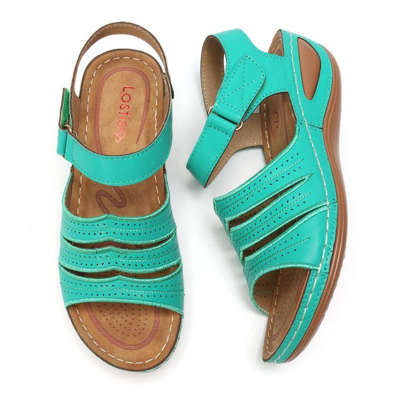 Naisten Säädettävät Koukku- Ja Silmukkahihnat Peep Toe Comfy Sanda