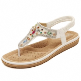 Naisten Tekojalokivi Bohemian Beach Varvastossut Peep Toe Litteät Sandaalit Tossut
