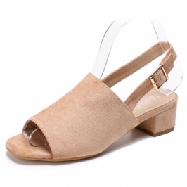 Naisten Yksiväriset Mokkanahka Peep Toe Slingback Paksu Kantapää Jokapäiväiset Korkokengät