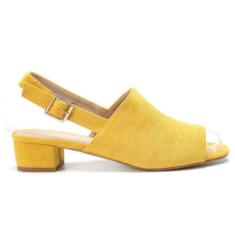 Naisten Yksiväriset Mokkanahka Peep Toe Slingback Paksu Kantapää Jokapäiväiset Korkokengät