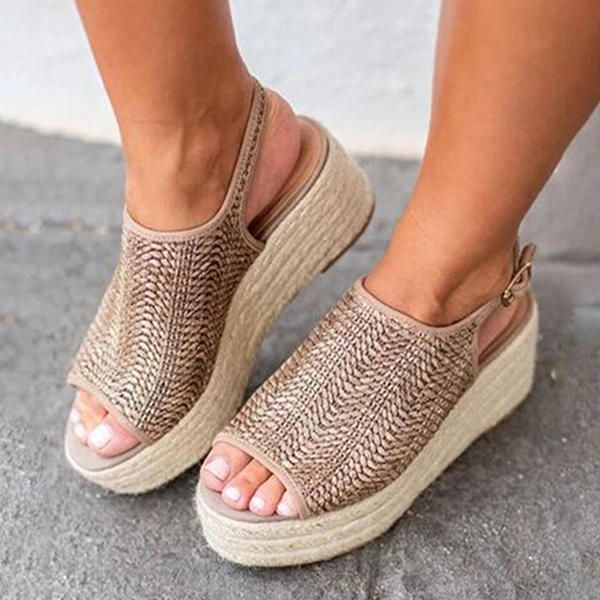 Suurikokoiset Peep Toe Weaving Platform -sandaalit Naisille