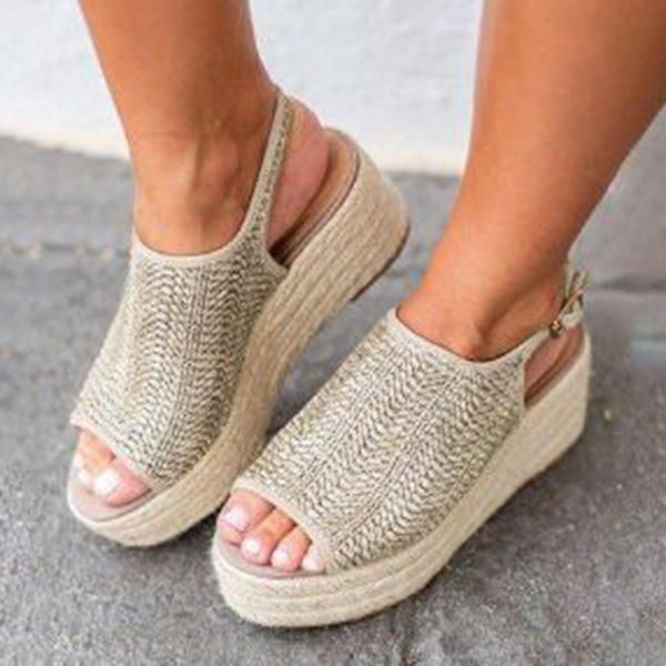Suurikokoiset Peep Toe Weaving Platform -sandaalit Naisille