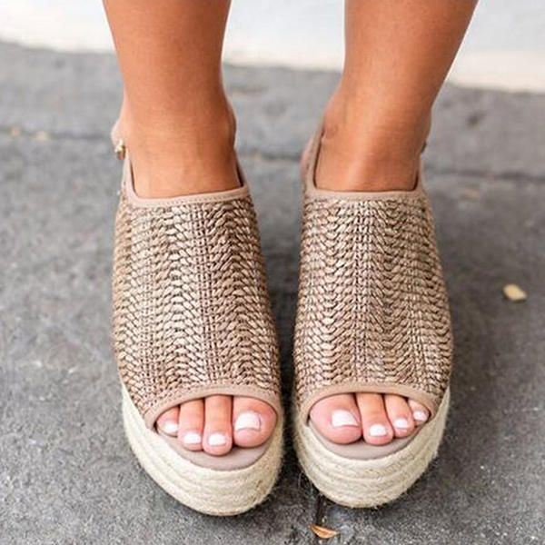 Suurikokoiset Peep Toe Weaving Platform -sandaalit Naisille