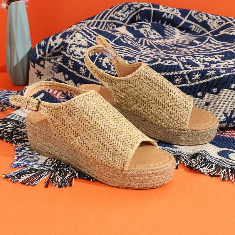 Suurikokoiset Peep Toe Weaving Platform -sandaalit Naisille